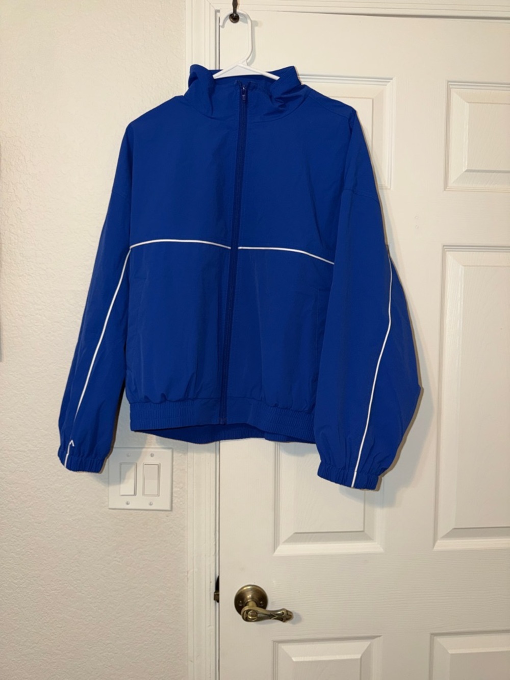 Acta Blue Zip-Up Windbreaker Jacket with White Piping